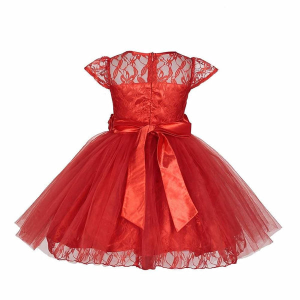 Asmaani Baby Girl's Red Color Satin A-Line Frock (As-Dress_22131) - Distacart
