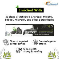 Thumbnail for Dr. Morepen Active Smile Charcoal Toothpaste for Teeth Whitening & Bad Breath Removal - Distacart