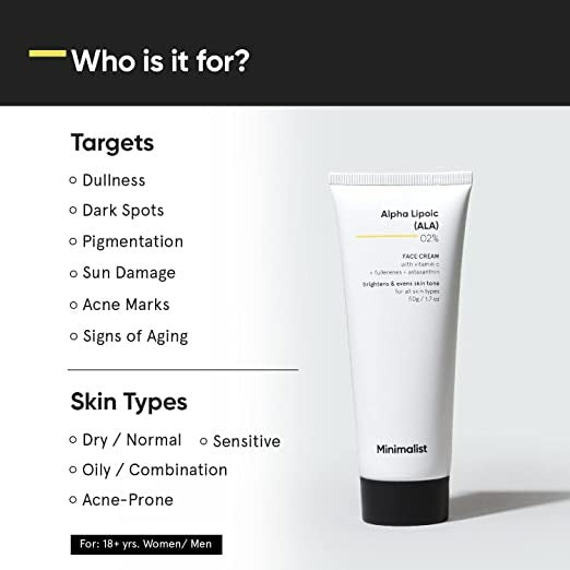 Minimalist Alpha Lipoic (ALA) 02% Face Cream - Distacart