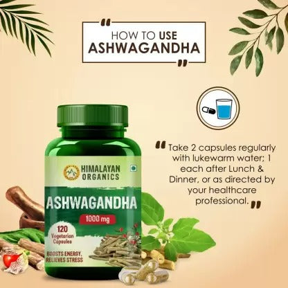 Himalayan Organics Ashwagandha 1000 mg Vegetarian Capsules - Distacart