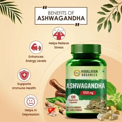 Himalayan Organics Ashwagandha 1000 mg Vegetarian Capsules - Distacart