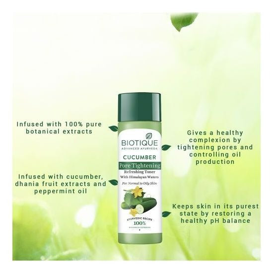 Biotique Bio Cucumber Pore Tightening Freshener With Himalayan Waters - Distacart