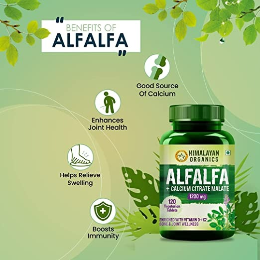 Himalayan Organics Alfalfa + Calcium Citrate Malate 1200mg Tablets - Distacart