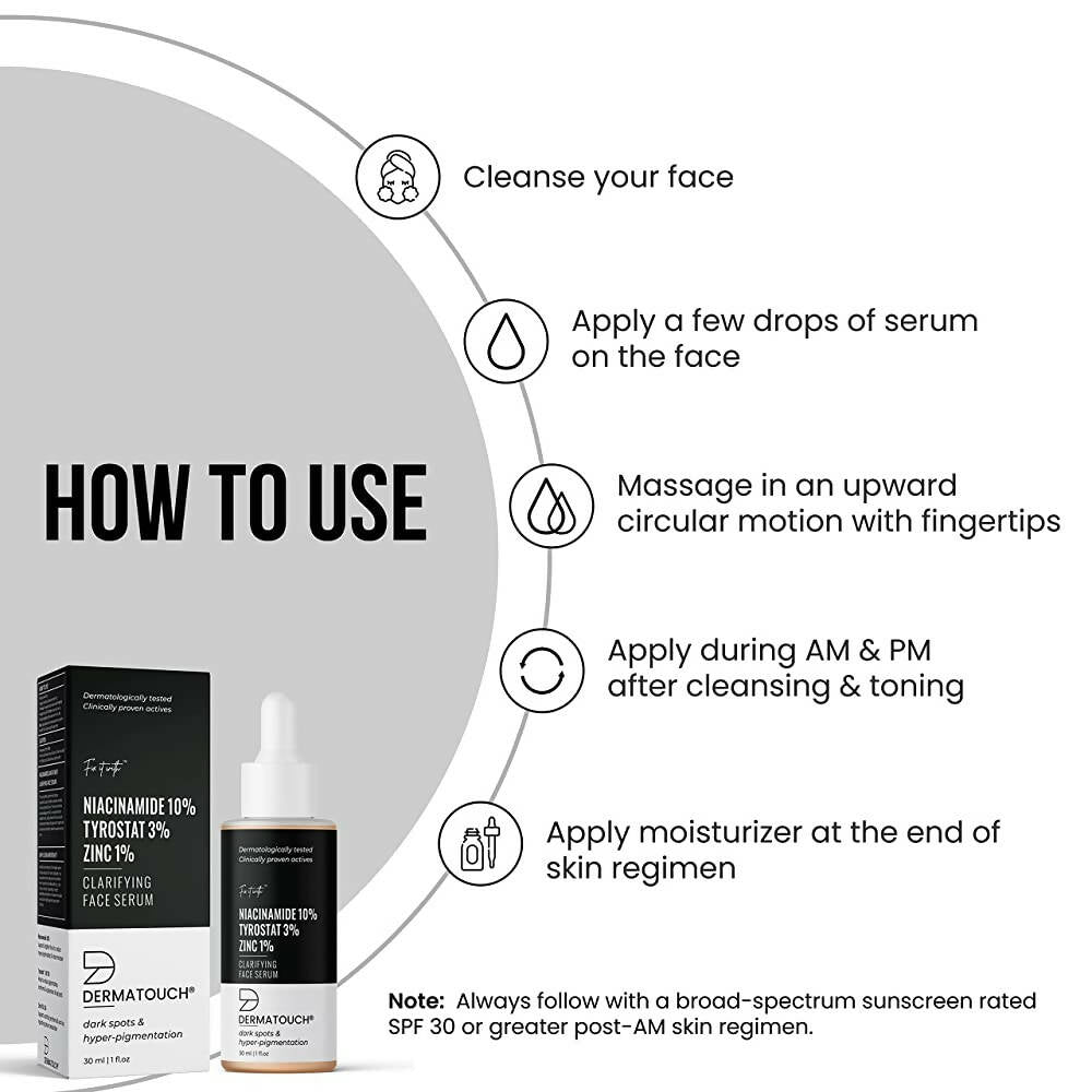 Dermatouch 10% Niacinamide, Tyrostat 3%, Zinc 1% Clarifying Face Serum - Distacart