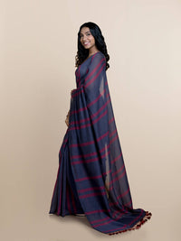 Thumbnail for Suta Women Navy Blue Pure Cotton Handloom Saree - Distacart