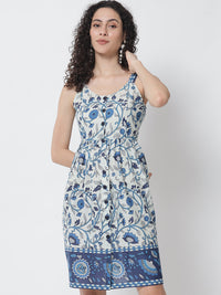 Thumbnail for NOZ2TOZ Blue Floral Printed Dress - Distacart