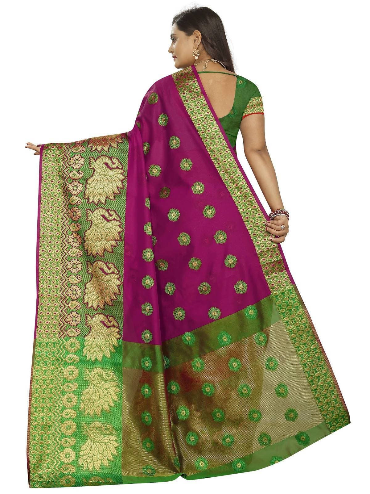 Vamika Banarasi Cotton Silk Pink Weaving Saree