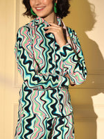 Thumbnail for Light Blue Crepe Digital Printed Top With Matching Trouser - Shivani - Distacart