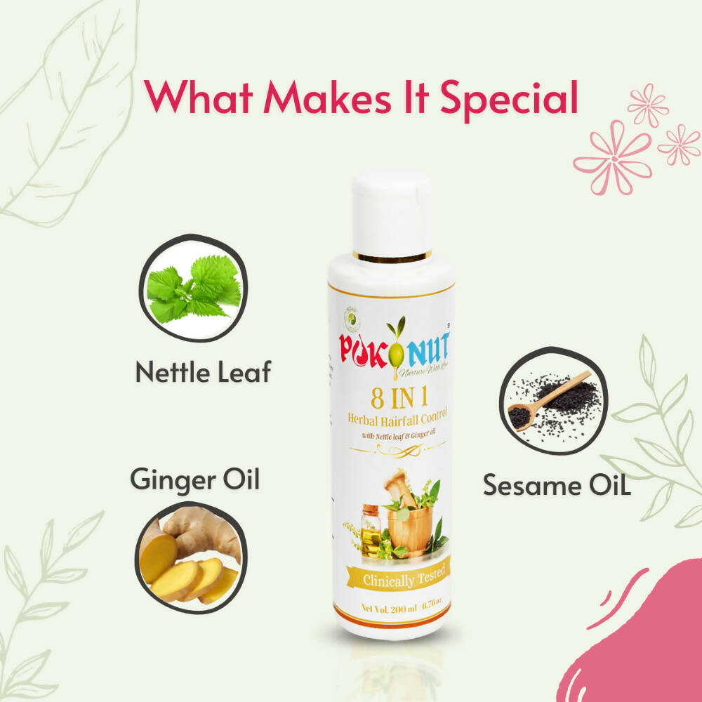 Pokonut 8 in 1 Herbal Hair Fall Control Oil - Distacart