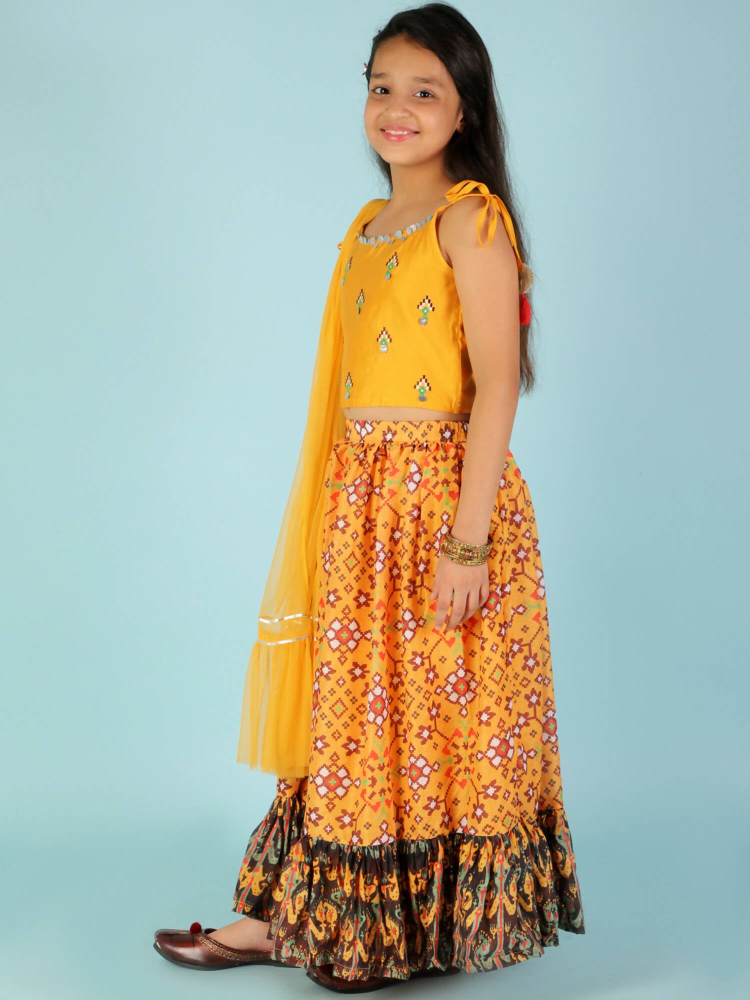 Lil Drama Girls Ghaghra Choli Set - Mustard - Distacart