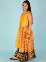 Thumbnail for Lil Drama Girls Ghaghra Choli Set - Mustard - Distacart