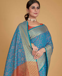 Thumbnail for Blue Silk Woven Design Saree With Unstitched Blouse Piece - Akshita - Distacart