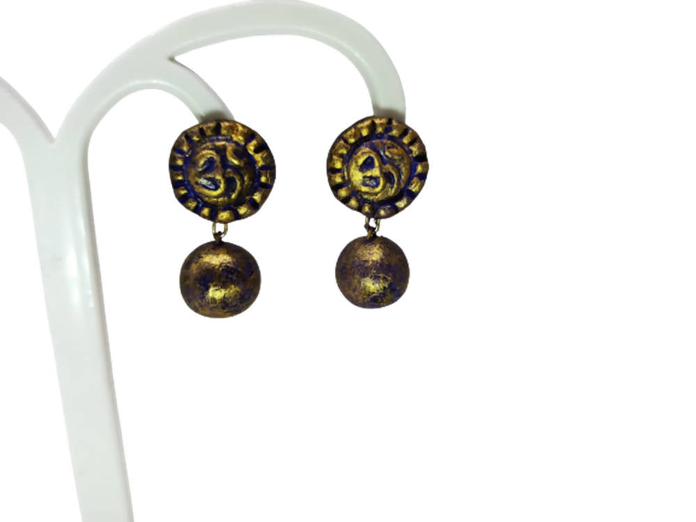 Terracotta Stud With Round Drop Earrings