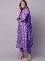 Thumbnail for Kalini Abstract Printed Regular Kurta with Trousers & With Dupatta - Distacart