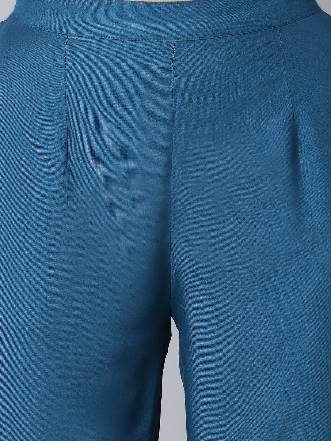 Khushal K Women Blue Regular Gotta Patti Kurta with Trousers & With Dupatta - Distacart