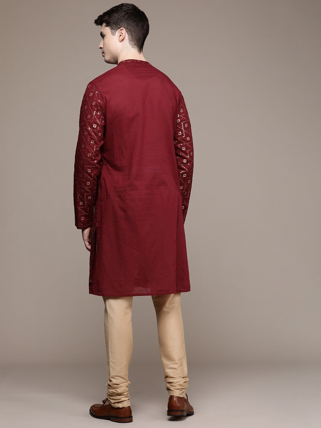 House of Pataudi Ethnic Motifs Embroidered Pure Cotton Sequinned Jashn Kurta - Distacart