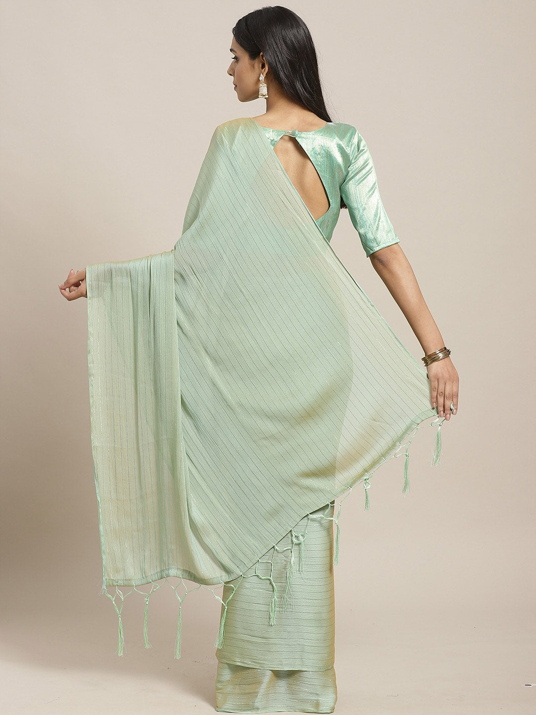 Saree Mall Women Olive Solid Saree - Distacart