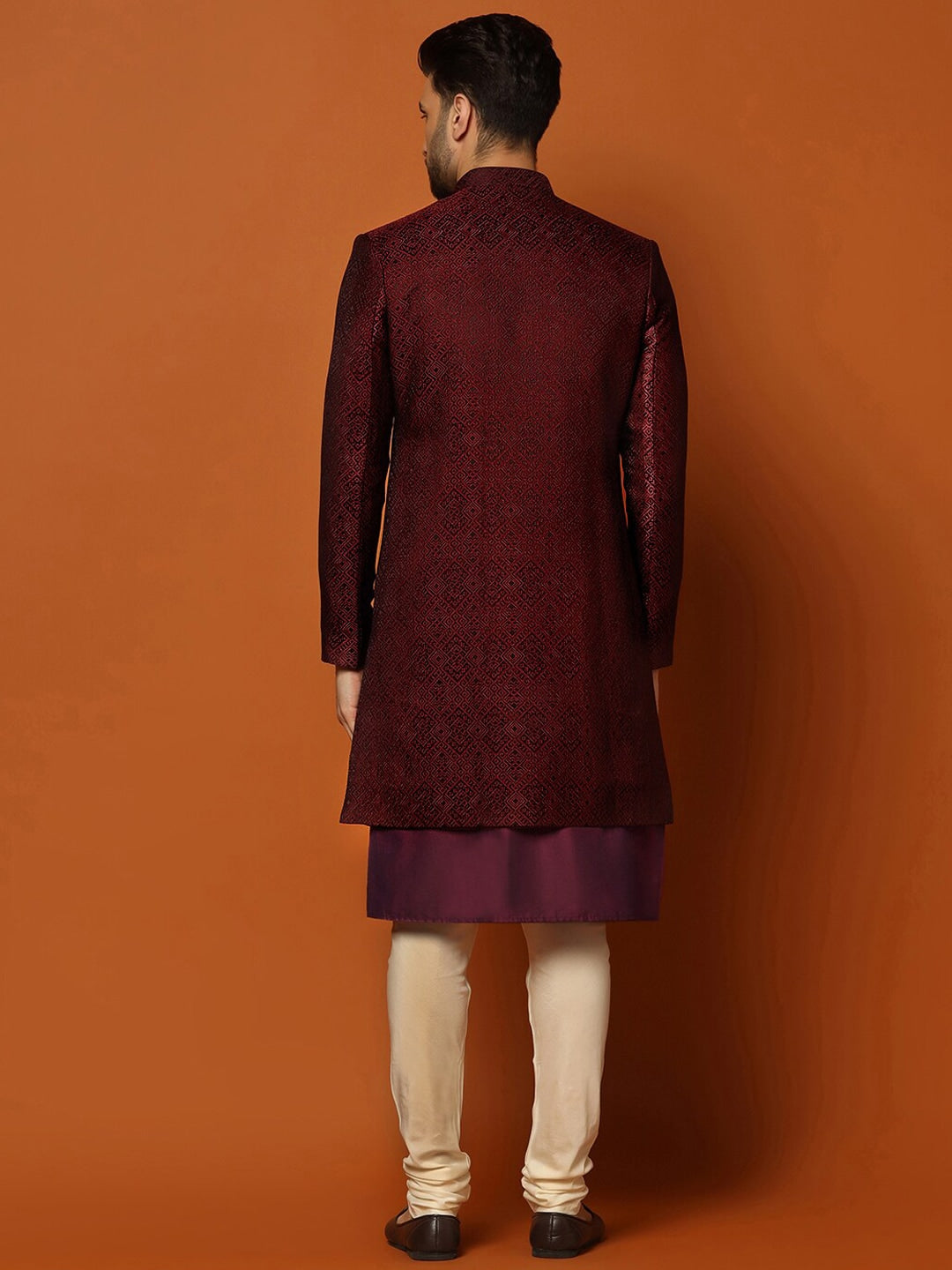 KISAH Self-Design Cotton Sherwani Set - Distacart