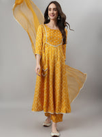 Thumbnail for Khushal K Ethnic Motifs Printed Sequinned Kurta with Palazzos & Dupatta - Distacart