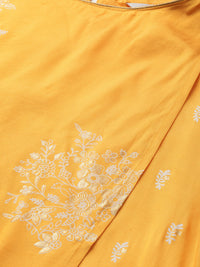 Thumbnail for Biba Women Yellow & White Block Print Layered A-Line Kurta - Distacart