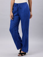 Thumbnail for Souchii Women Blue Casual Drawstring Palazzos - Distacart