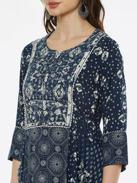 Thumbnail for Biba Women Navy Blue & Navy Blue Printed Kurta - Distacart