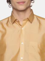 Thumbnail for Sethukrishna Men Cream Solid Double Layer Readymade Veshti With Pocket - Distacart