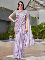 Thumbnail for Tikhi Imli Lavender Embellished Saree - Distacart