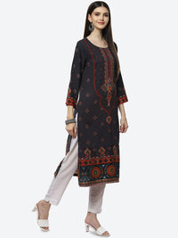 Thumbnail for Biba Women Black Ethnic Motifs Printed Kurta - Distacart