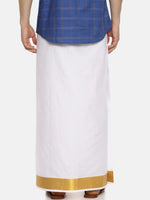 Thumbnail for Sethukrishna White Solid Double Layer Readymade Dhoti For Men - Distacart