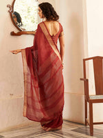 Thumbnail for Tikhi Imli Maroon & Gold Toned Zari Woven Design Saree - Distacart