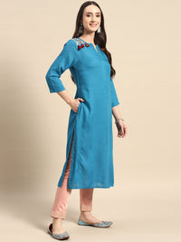 Thumbnail for Sangria Women Tassel Detail Straight Kurta with Pocket - Distacart