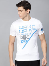 Thumbnail for HRX by Hrithik Roshan Men White & Blue Training Regular Fit T-shirt - Distacart
