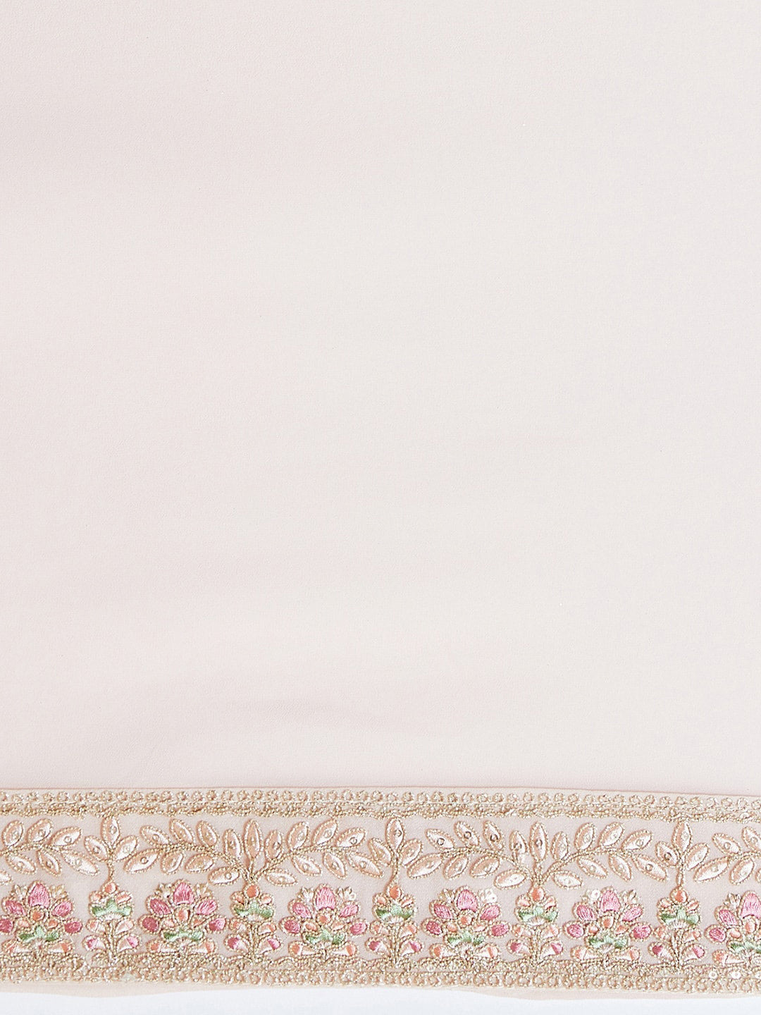 Soch Peach-Coloured & Green Floral Sequinned Pure Georgette Saree - Distacart