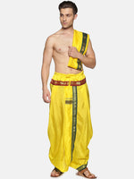 Thumbnail for Sethukrishna Men Yellow Readymade Dhoti Pant & Angavastram - Distacart