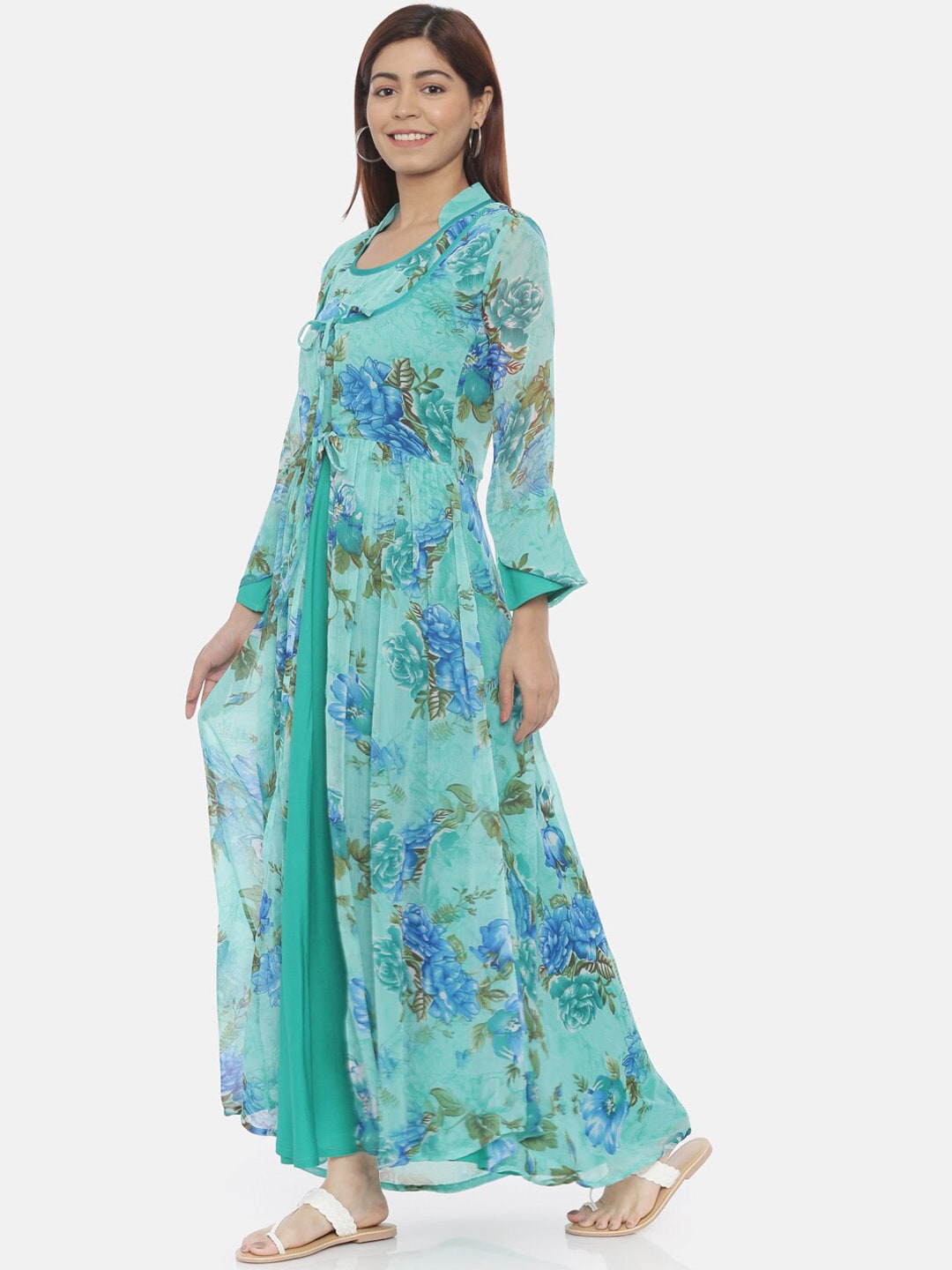 Souchii Blue Printed Maxi Dress - Distacart