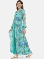 Thumbnail for Souchii Blue Printed Maxi Dress - Distacart