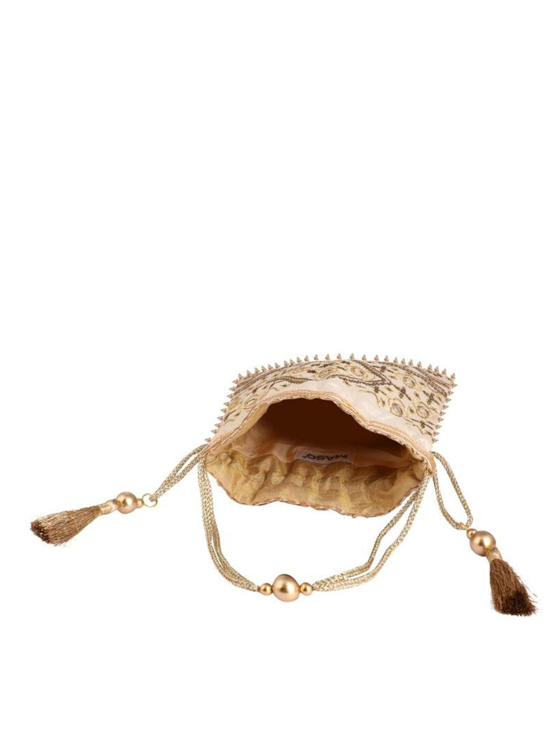 Masq Beige Embellished Embroidered Potli Clutch - Distacart