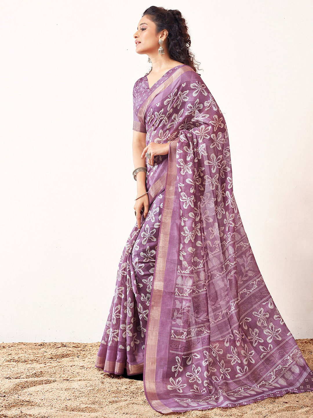 Kalini Floral Printed Zari Saree - Distacart