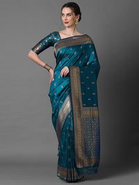 Thumbnail for Mitera Ethnic Motif Woven Design Zari Banarasi Saree - Distacart