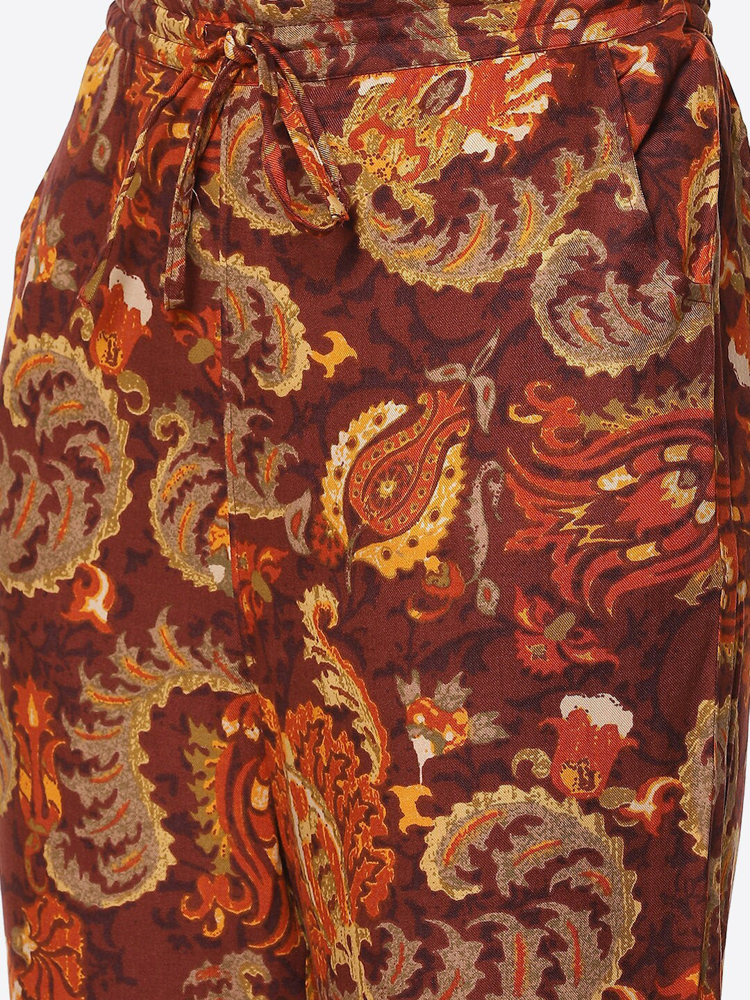 Biba Women Brown Ethnic Motifs Printed Kurta with Trousers - Distacart