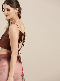 Thumbnail for Saree Mall Mauve & Red Organza Block Print Saree - Distacart