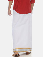 Thumbnail for Sethukrishna Men White Solid Double Layer Readymade Pocket Dhoti - Distacart