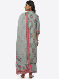 Thumbnail for Biba Floral Printed Kurta With Palazzos & Dupatta - Distacart