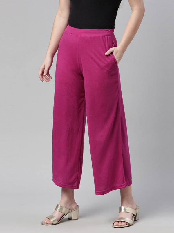 Souchii Purple Knitted Ethnic Palazzos - Distacart