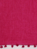 Thumbnail for Souchii Pink Solid Tasselled Cotton Dupatta - Distacart