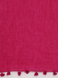 Thumbnail for Souchii Pink Solid Tasselled Cotton Dupatta - Distacart