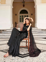 Thumbnail for Tikhi Imli Sequinned Satin Heavy Work Saree - Distacart