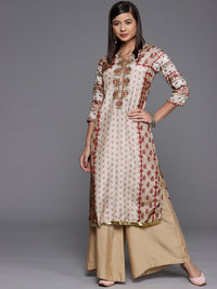 Thumbnail for Biba Women Grey & Red Floral Printed Extended Sleeves Kurta - Distacart