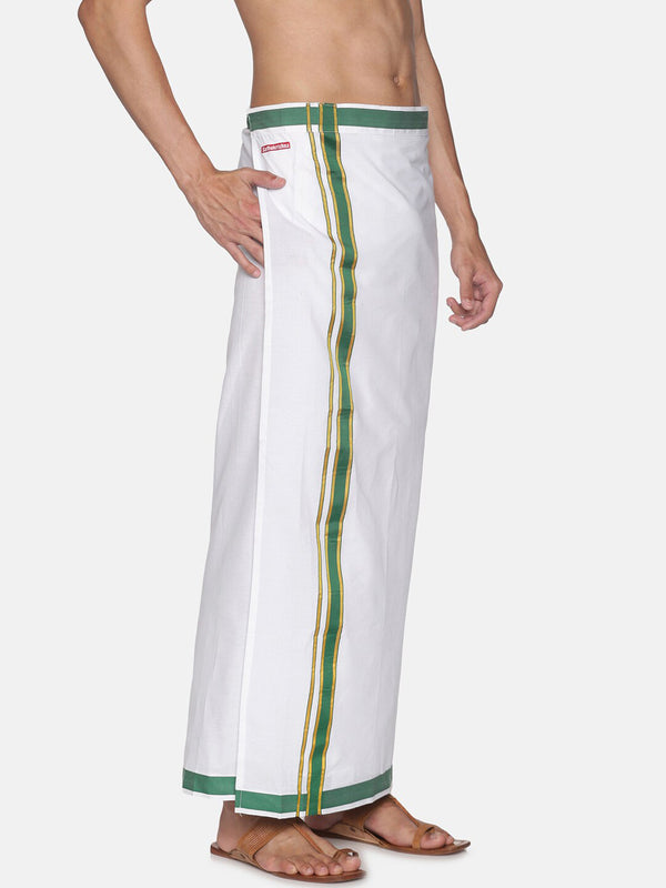 Sethukrishna White Solid Cotton Readymade Dhoti For Men - Distacart